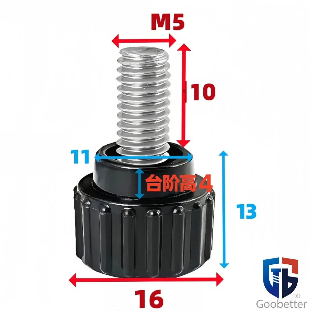 Knurled Thumb Screws with Round Plastic Handle — M3 M4 M5 M6 M8 M10 Clamping Knob Bolts
