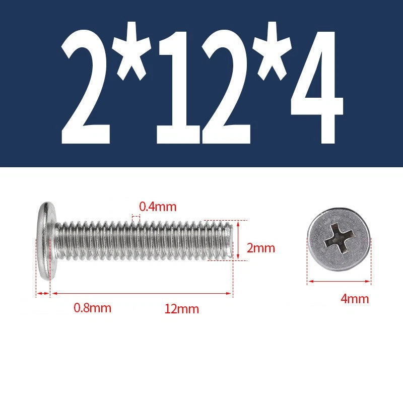 M1–M8 Ultra Thin Flat Head Phillips Machine Screws – A2 Stainless Steel, Fully Threaded