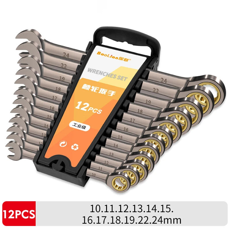 Ratchet Spanner Combination Fixed & Flexi 6 - 32mm Different Sizes Tool Wrench