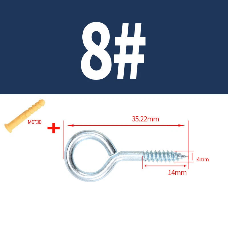 Zinc Screw Eyes & Hooks — Metric Wood Thread, 16–105mm, Hook & Eye with Optional Wall Plug