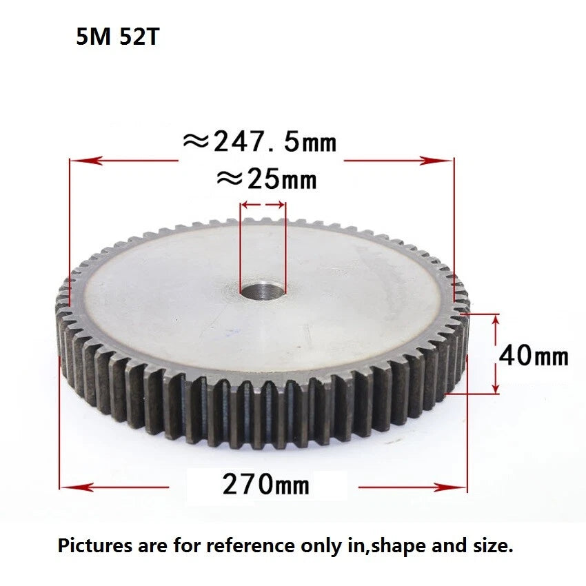 5 Modulus 10-70Tooth Spur Gears 45# Steel Thickness 40mm Motor Power Drive Gear