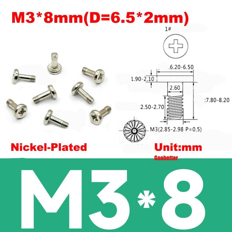 CM2/CM2.5/CM3/CM4 Ultra Thin Wafer Flat Head Phillips Screws – For Laptop & Computer Repair (M2–M4)
