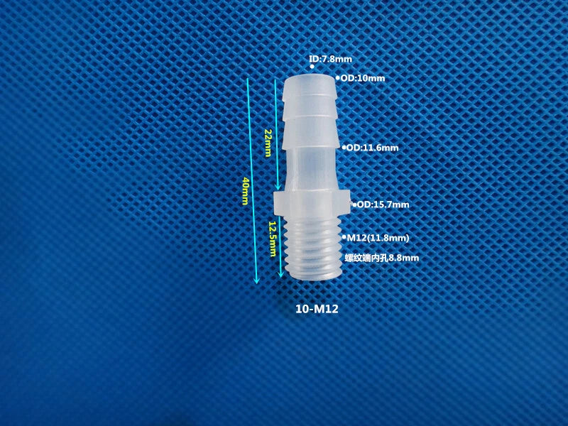 Aquarium Accessories Plastic Hose Barb Fitting Metric Thread Male Connector