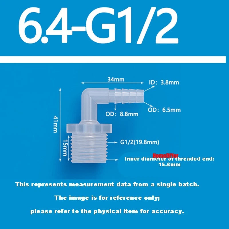 Male Thread Barbed 90° Elbow Hose Connector — Plastic Pipe Fitting with Washer