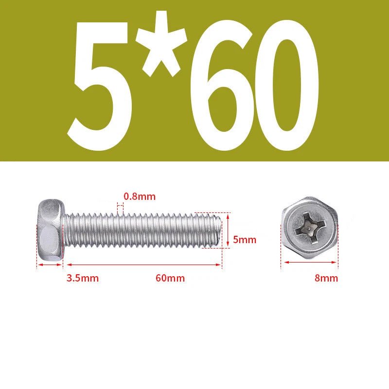 A2 Stainless Steel Hex Head Machine Screws – M3 M4 M5 M6 M8, Fully Threaded (304 Grade) - HomeDIYer