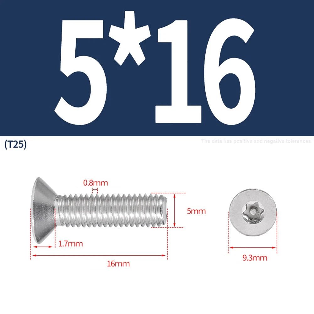 M3–M8 Pin Torx Countersunk Flat Head Machine Screws | A2 Stainless Steel - HomeDIYer
