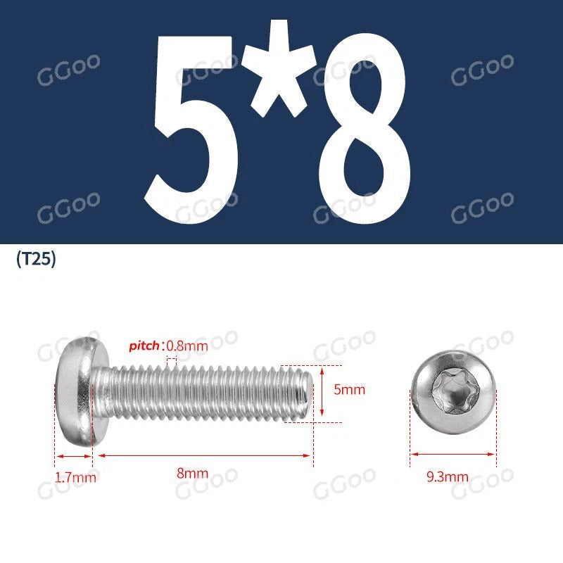 A2 Stainless Steel Torx Pan Head Machine Screws — M2 to M8, Six-Lobe Drive