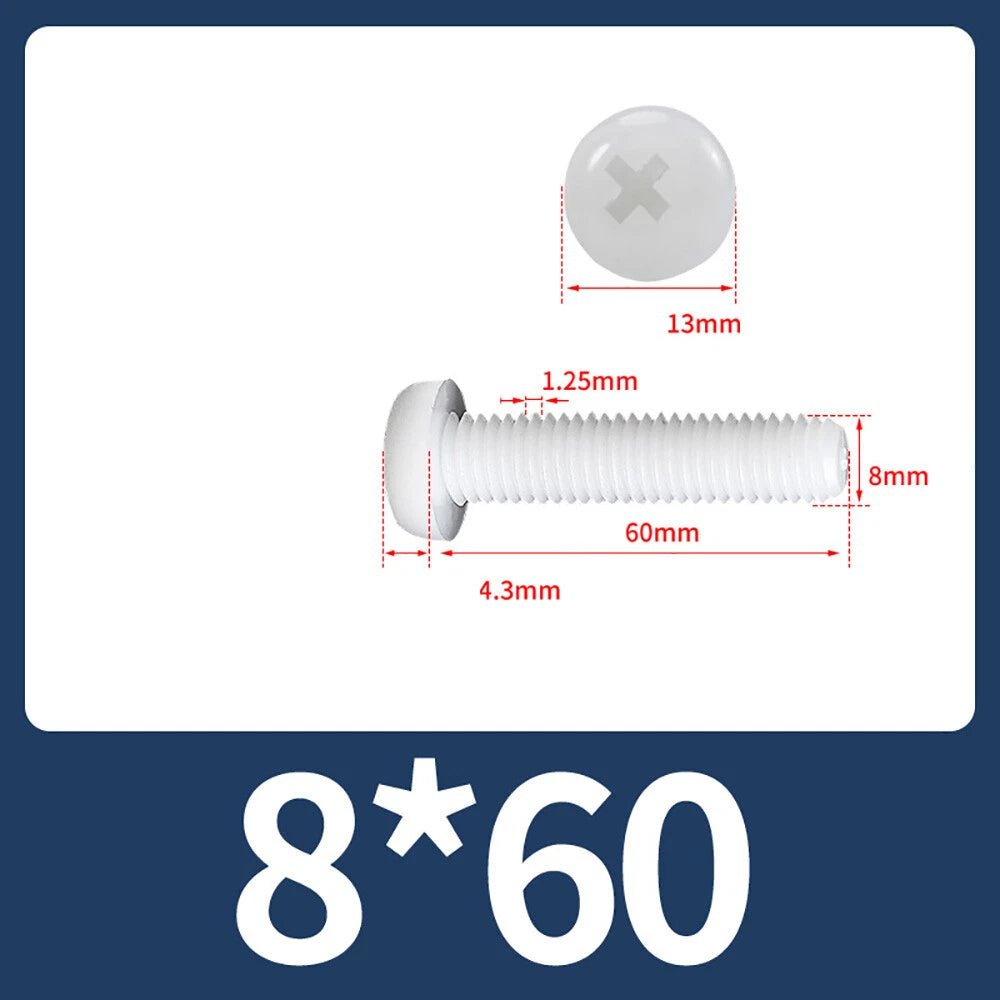 M5 M6 M8 Nylon Phillips Pan Head Machine Screws – Black & White - HomeDIYer