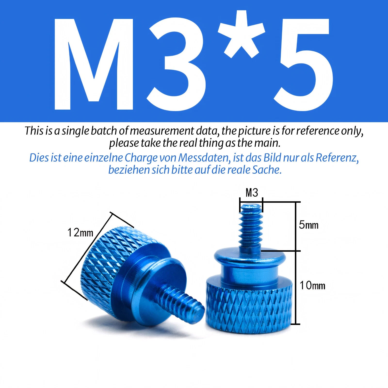 M3 Knurled Thumb Screws – Colorful Aluminum Alloy Hand-Tighten Grip Bolts