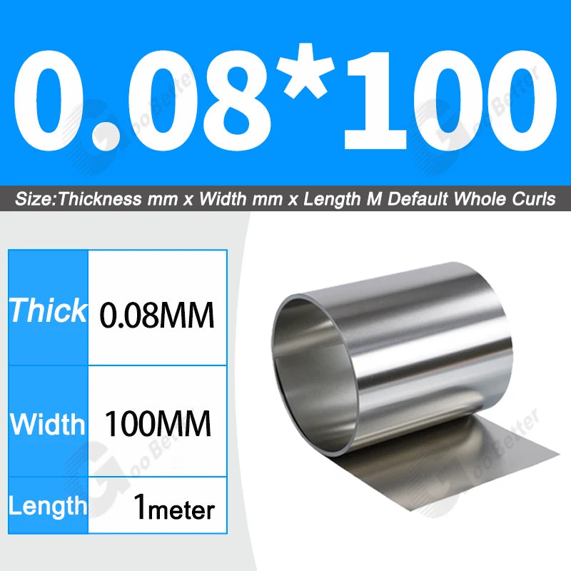 1 Meter 304 Stainless Steel Band SUS304 Sheet Foil Plate Strip Thick 0.01mm-1mm