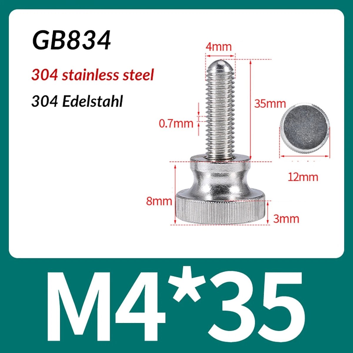 A2 Stainless Steel Knurled Thumb Screws – M2 to M10, Hand Turn Knob Bolts, 4 - 60mm Lengths - HomeDIYer