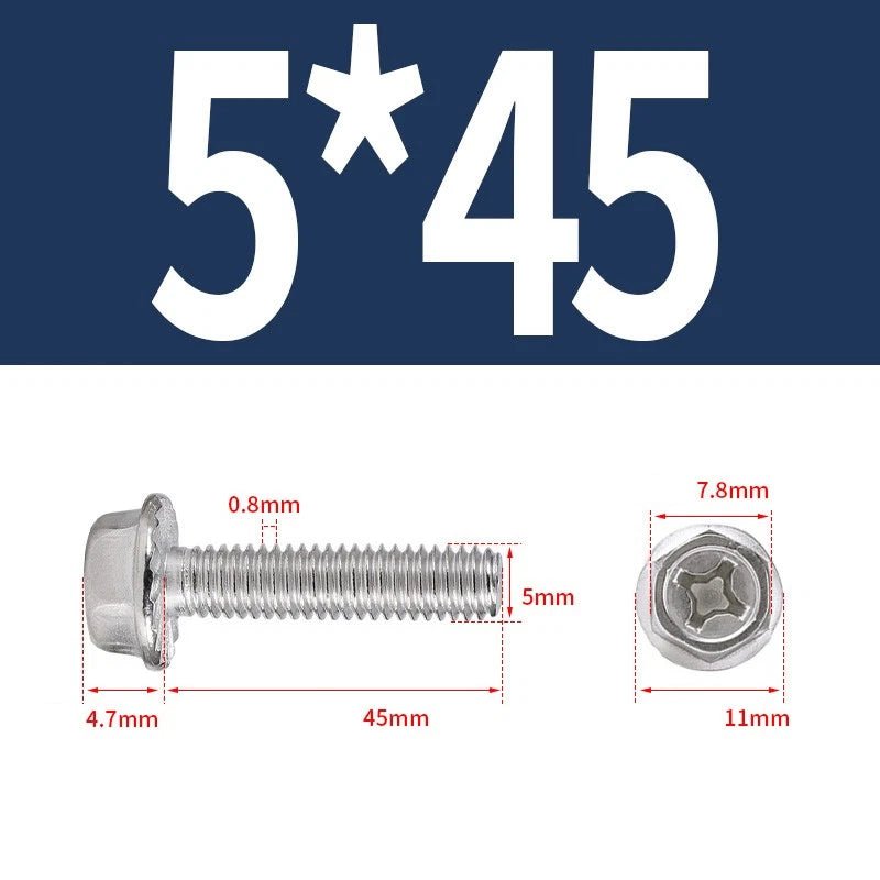 Phillips Hex Flange Screws 304 Stainless Steel M3–M8 | Dentate & Flat Flange - HomeDIYer