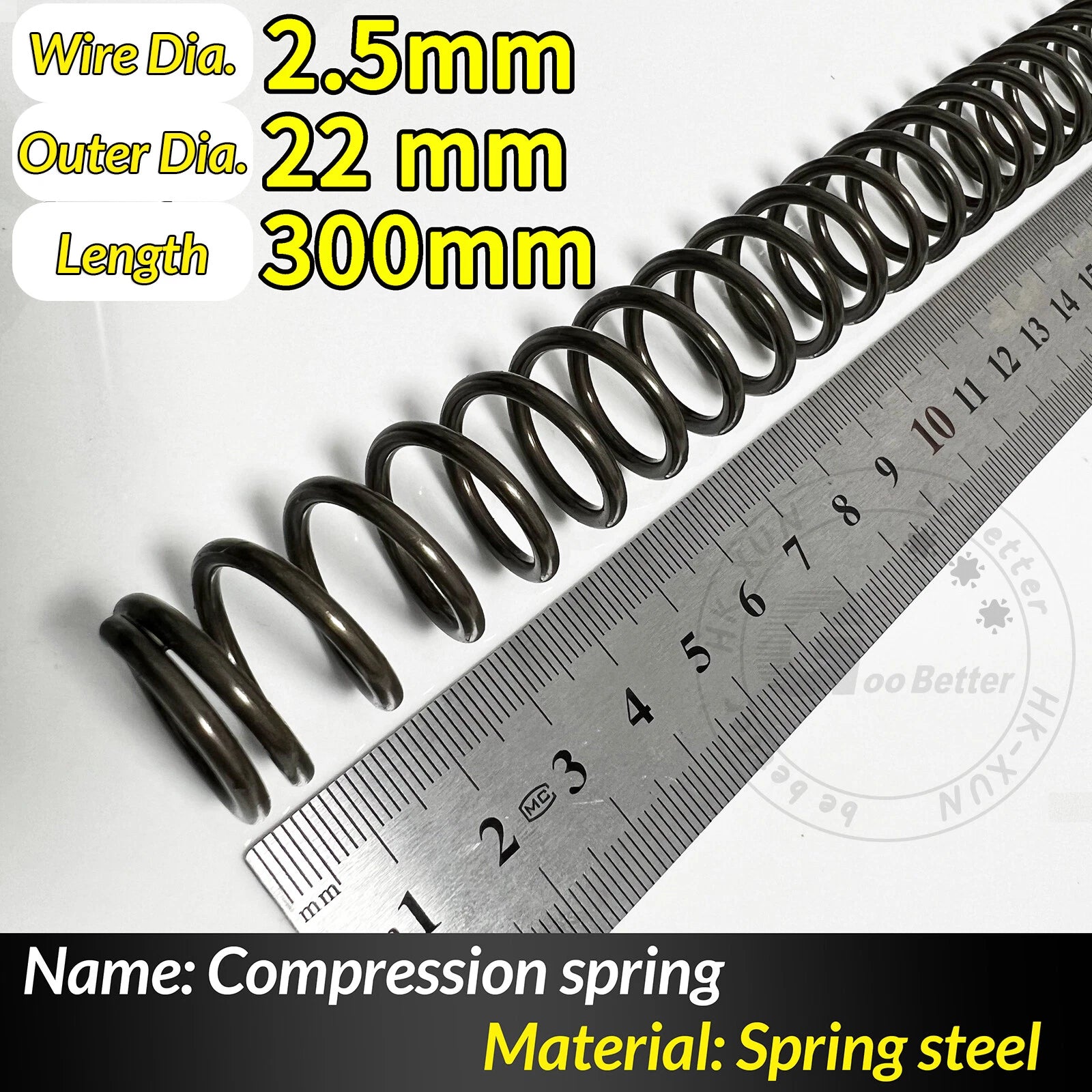 Compression Spring Pressure Springs, Wire Dia 2-3.5mm, OD 10-60mm, Length 300mm
