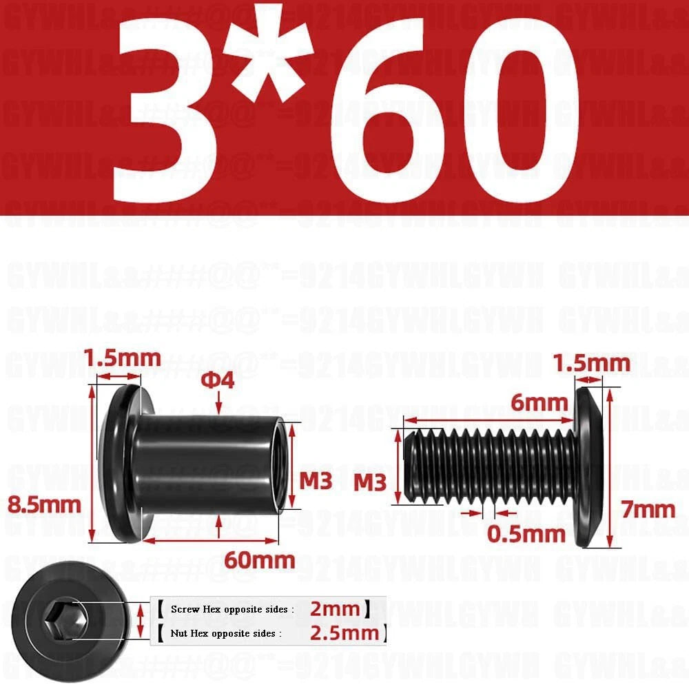 Metric Furniture Connector Bolts with End Cap Nuts — Stainless Steel M2 to M10