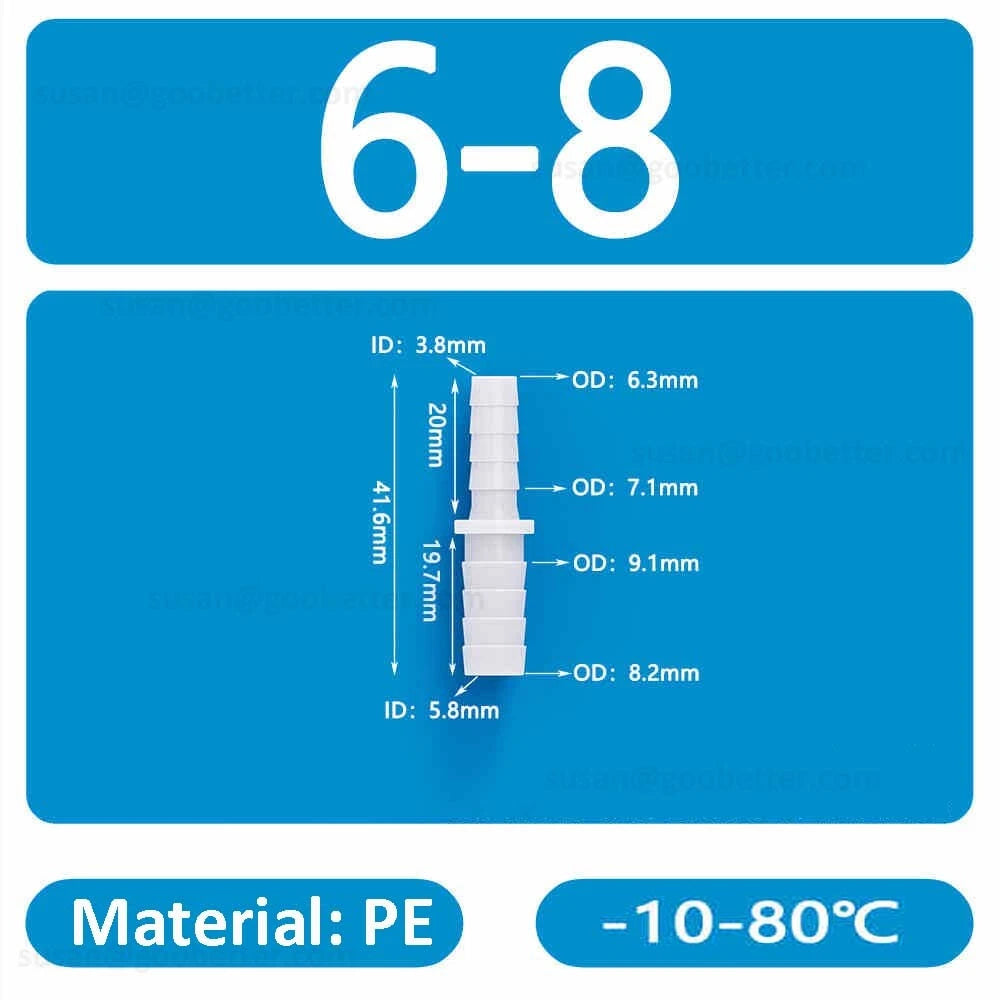 Straight Reducer Barbed Hose Connector — Plastic Joiner for Air & Water Tubing