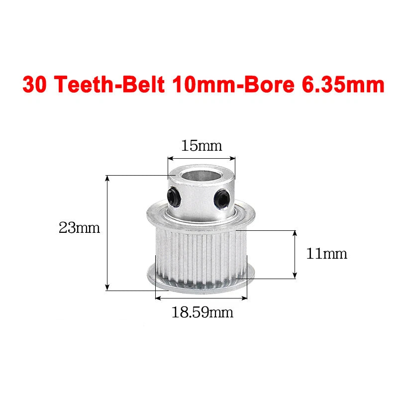 2GT Drive Pulley With Step 16 Tooth - 100 Tooth Bore 4mm - 25mm for 10mm Belt