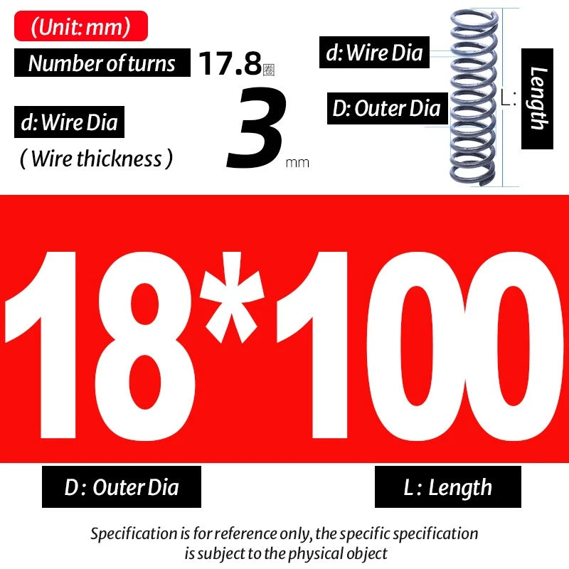 Compression Spring Pressure Big, Wire Dia 3.0mm Diameter 16-40mm Length 20-200mm