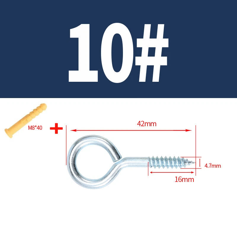 Zinc Screw Eyes & Hooks — Metric Wood Thread, 16–105mm, Hook & Eye with Optional Wall Plug