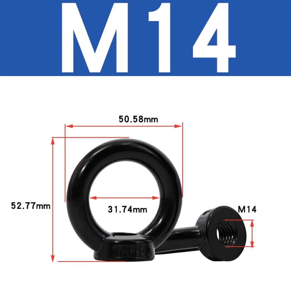 Black 304 Stainless Steel Eye Bolts and Eye Nuts — M3 to M20 Lifting Hardware - HomeDIYer