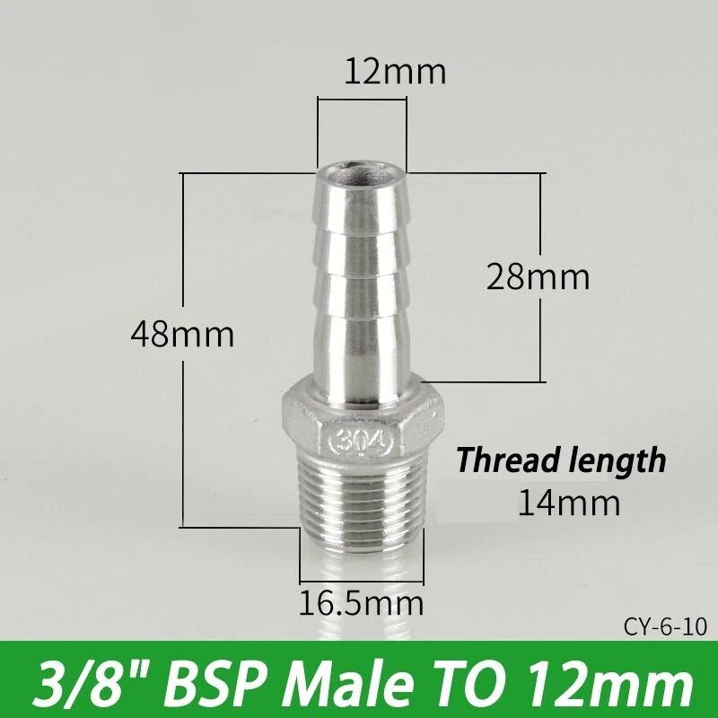 Stainless Steel Hosetails,Bsp Thread Hose Tail Barb Connector 1 8-1" Female Male