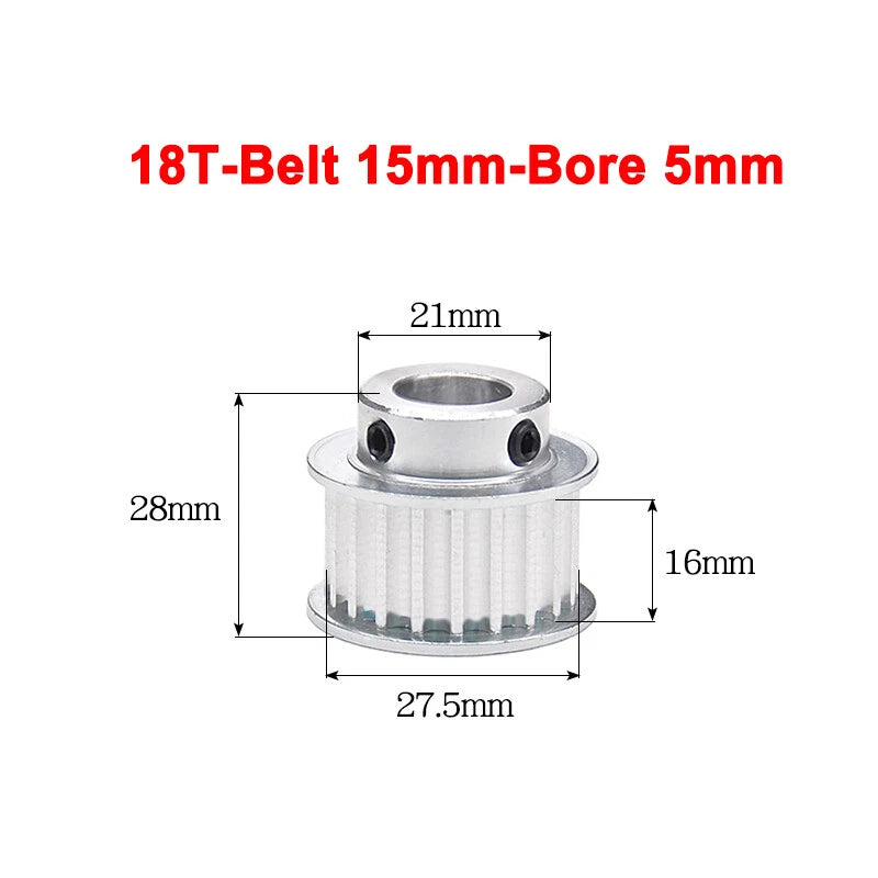 5M Timing Belt Pulley 10T 12T 14T 15T 16T 18T Bore 5mm-12mm for 15mm Width Belt