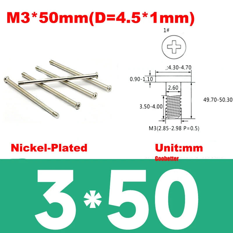 CM2/CM2.5/CM3/CM4 Ultra Thin Wafer Flat Head Phillips Screws – For Laptop & Computer Repair (M2–M4)