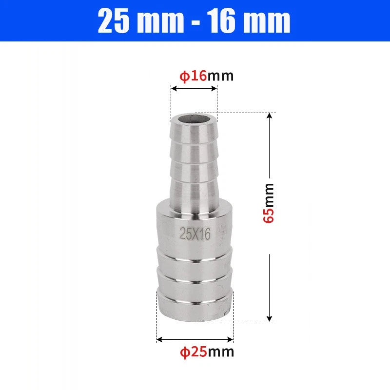 6mm~50mm Stainless Reducer Barbed Hose Joiner Connector Air Water Pipe Gas Tubi