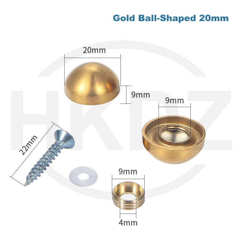 Stainless Steel Mirror Screw Cover Caps – Decorative Disc Plates for Glass, Mirrors & Furniture (16-50mm, Flat/Dome, Silver/Gold/Black/Rose Gold)