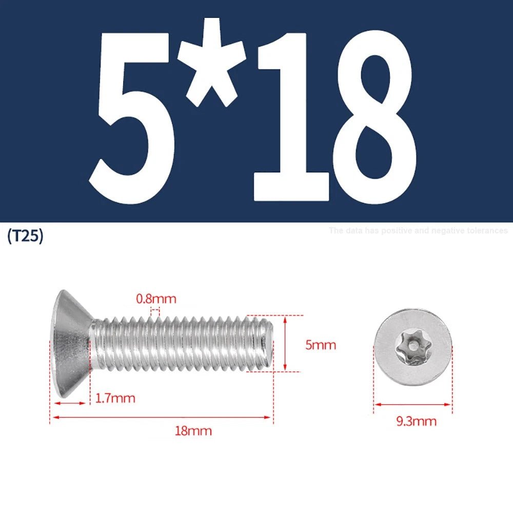 M3–M8 Pin Torx Countersunk Flat Head Machine Screws | A2 Stainless Steel - HomeDIYer