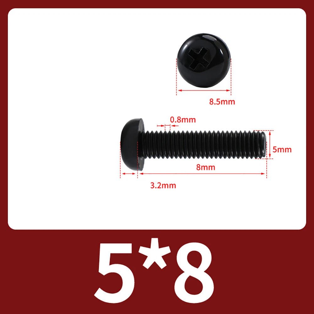 M5 M6 M8 Nylon Phillips Pan Head Machine Screws – Black & White - HomeDIYer