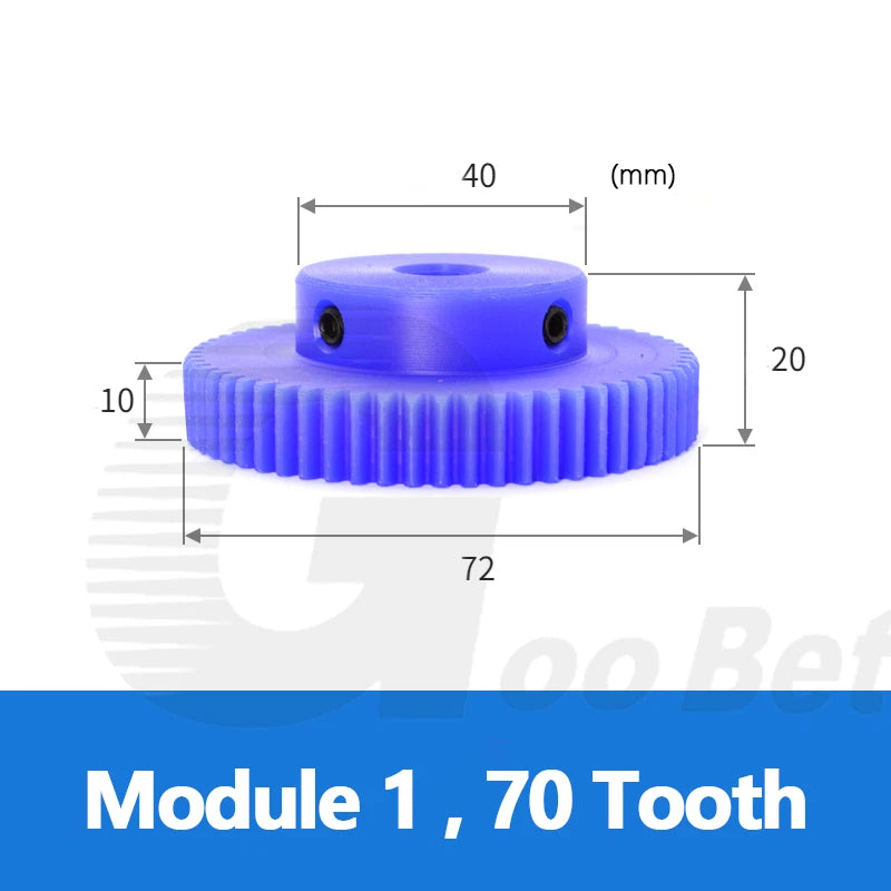 Mod 1/1.5/2 Precision Spur Gear Pinion 15-120 Tooth with Step Bore 4-16mm Nylon