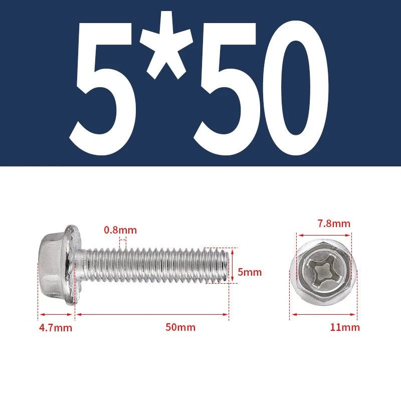 Phillips Hex Flange Screws 304 Stainless Steel M3–M8 | Dentate & Flat Flange - HomeDIYer