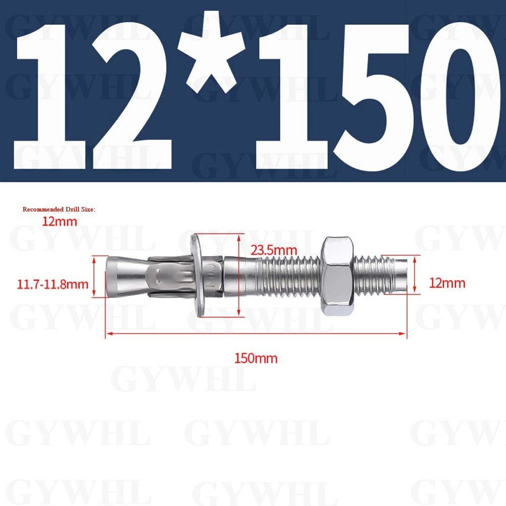 Hex Head Expansion Anchor Bolts — M6 to M20, Stainless Steel A2 & Zinc Plated, Extra Long