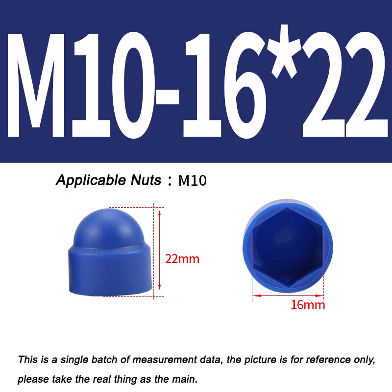 Hex Bolt & Nut Protection Caps – Plastic Hexagonal Screw Covers for M4 M5 M6 M8 M10 to M24 (PE, 5-100 Pack)