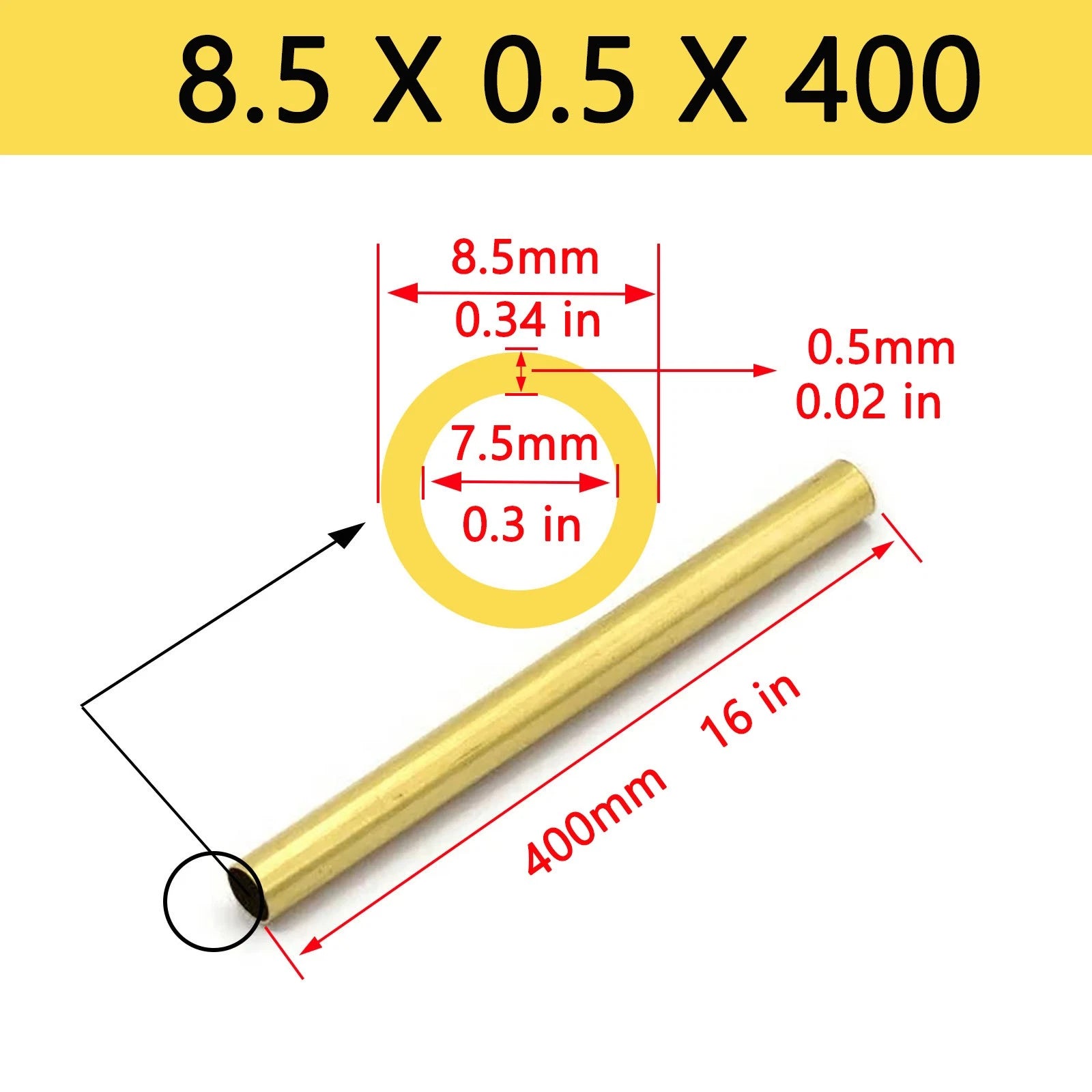Brass Tubes ROUND PIPE Cu 62% OD 4mm 5mm 6mm 7mm 8mm To 25mm Length 400mm 0.4m
