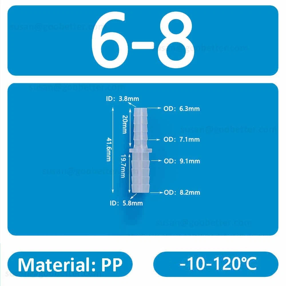 Straight Reducer Barbed Hose Connector — Plastic Joiner for Air & Water Tubing