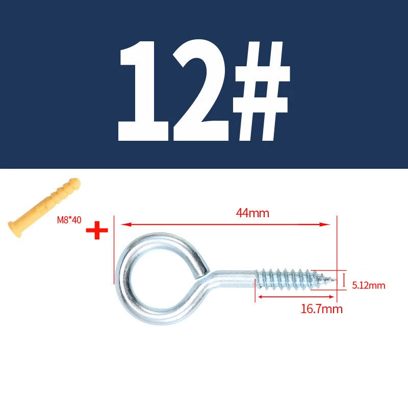 Zinc Screw Eyes & Hooks — Metric Wood Thread, 16–105mm, Hook & Eye with Optional Wall Plug