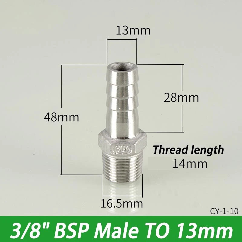 Stainless Steel Hosetails,Bsp Thread Hose Tail Barb Connector 1 8-1" Female Male