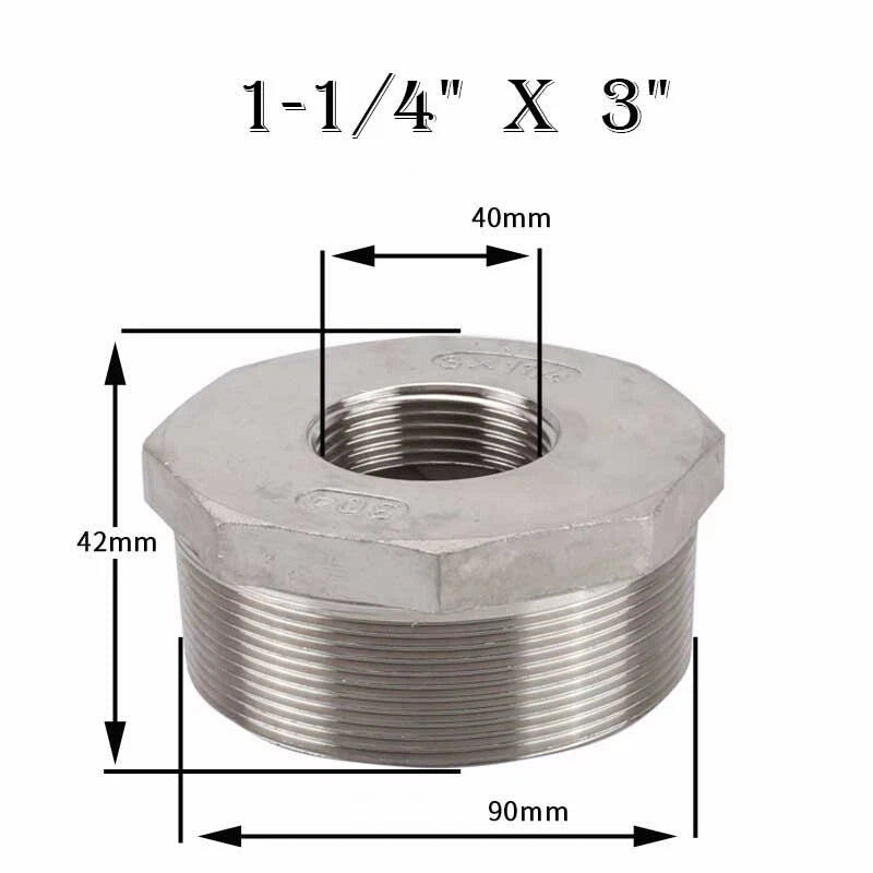 304 Stainless Steel Reducing Bush Adaptor | Male to Female NPT Pipe Fitting