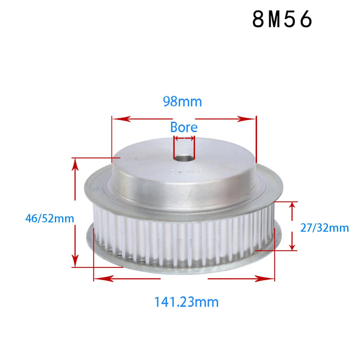 BF-type HTD8M 25mm-30mm Timing Belt Pulley 12 - 72 Tooth for CNC Step Motor