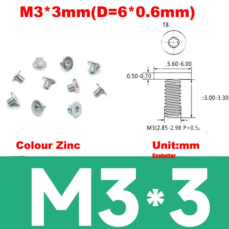 CM2/CM2.5/CM3/CM4 Ultra Thin Wafer Flat Head Phillips Screws – For Laptop & Computer Repair (M2–M4)