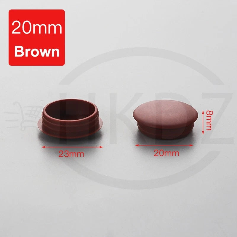 Plastic Screw Caps Covers – 5mm to 40mm Push-in Furniture Hole Plugs, Black, White and Brown