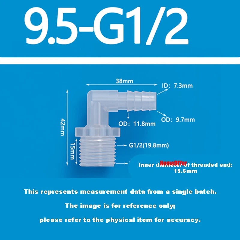 Male Thread Barbed 90° Elbow Hose Connector — Plastic Pipe Fitting with Washer