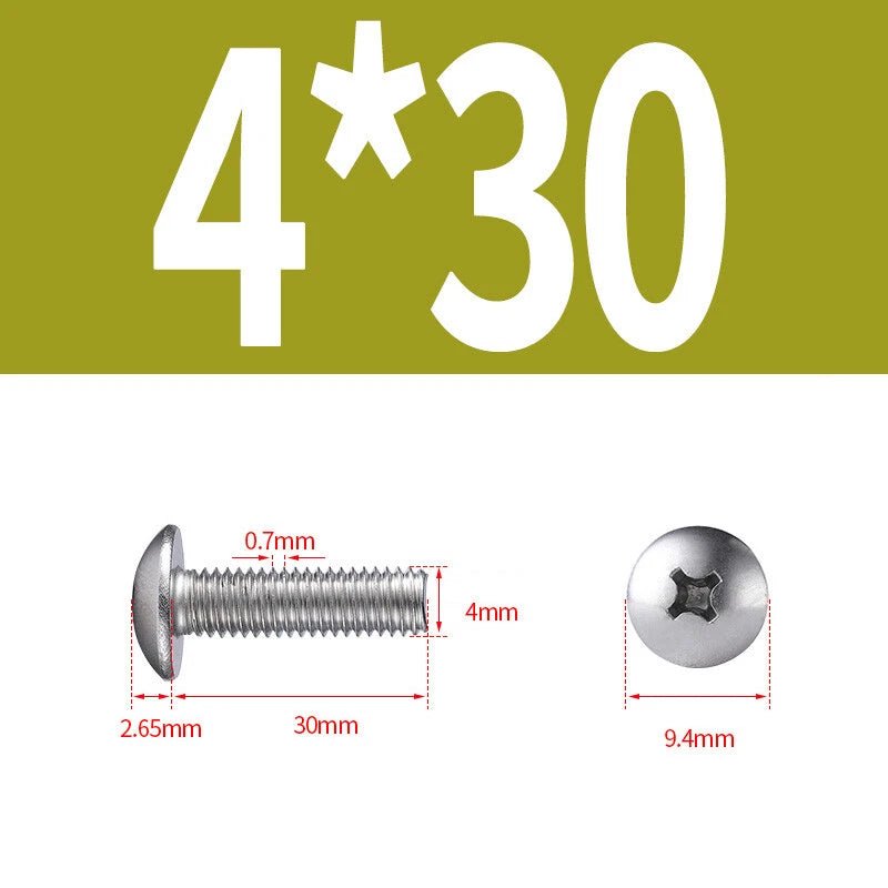 Phillips Button Head Machine Screws — Steel M2 M2.5 M3 M4 M5 M6 - HomeDIYer