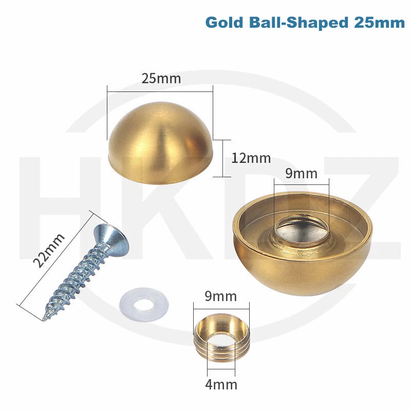 Stainless Steel Mirror Screw Cover Caps – Decorative Disc Plates for Glass, Mirrors & Furniture (16-50mm, Flat/Dome, Silver/Gold/Black/Rose Gold)