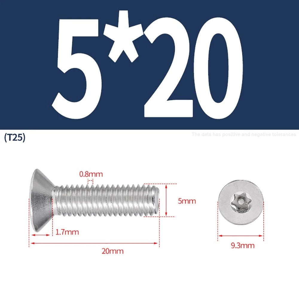 M3–M8 Pin Torx Countersunk Flat Head Machine Screws | A2 Stainless Steel - HomeDIYer