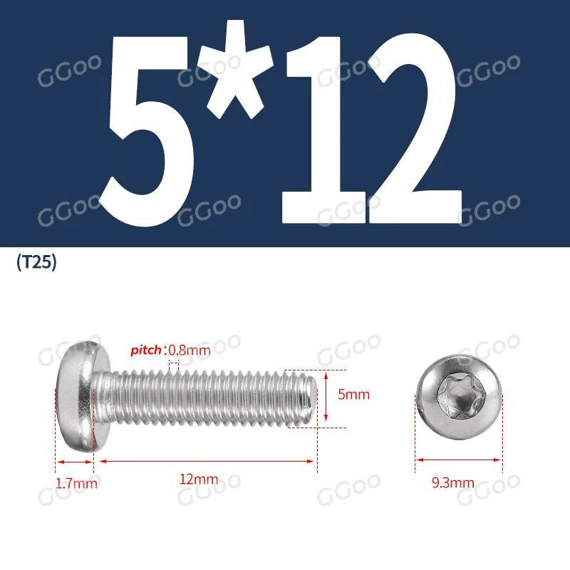 A2 Stainless Steel Torx Pan Head Machine Screws — M2 to M8, Six-Lobe Drive