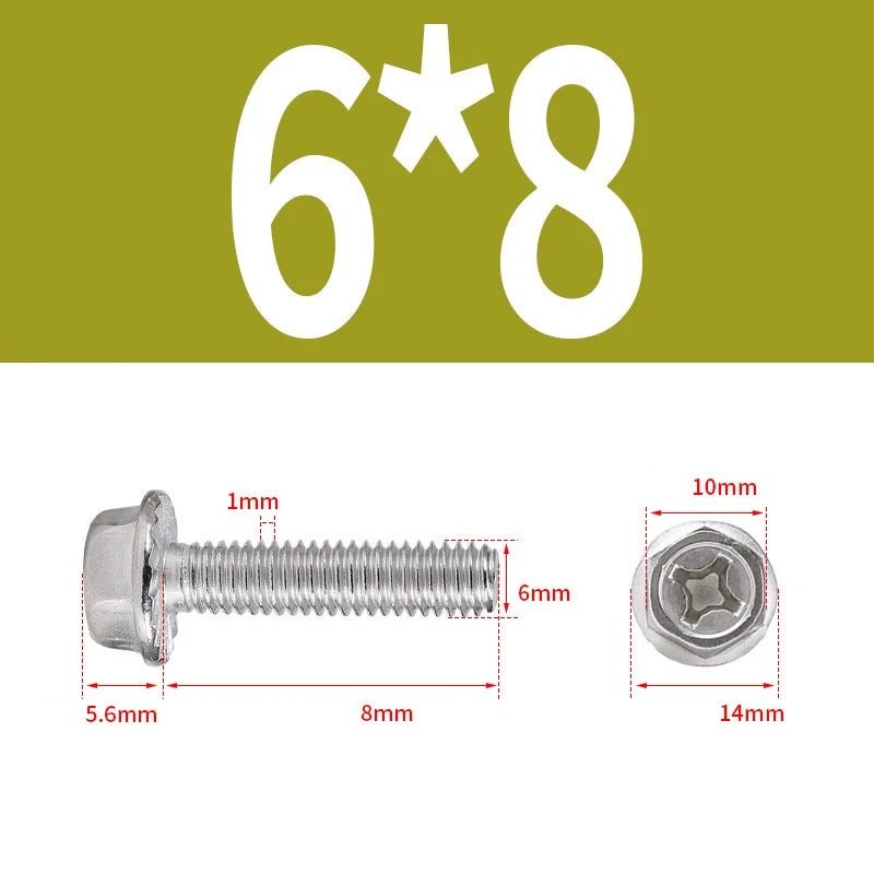 Phillips Hex Flange Screws 304 Stainless Steel M3–M8 | Dentate & Flat Flange - HomeDIYer