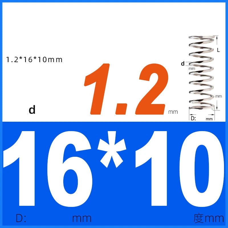 Compression Spring 1.2mm Wire Dia 14mm - 20mm OD Small Pressure Springs
