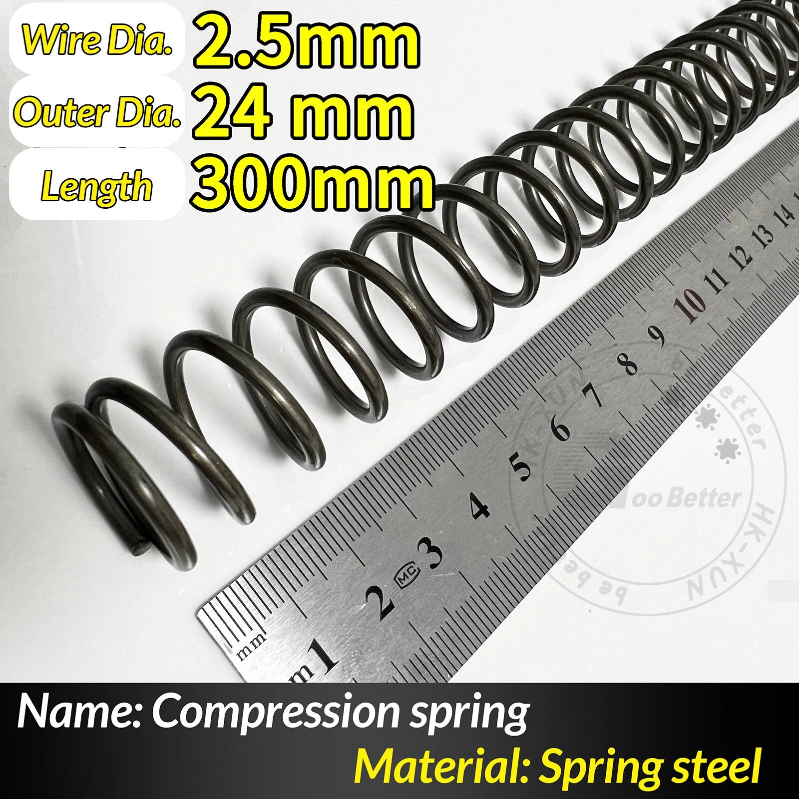 Compression Spring Pressure Springs, Wire Dia 2-3.5mm, OD 10-60mm, Length 300mm